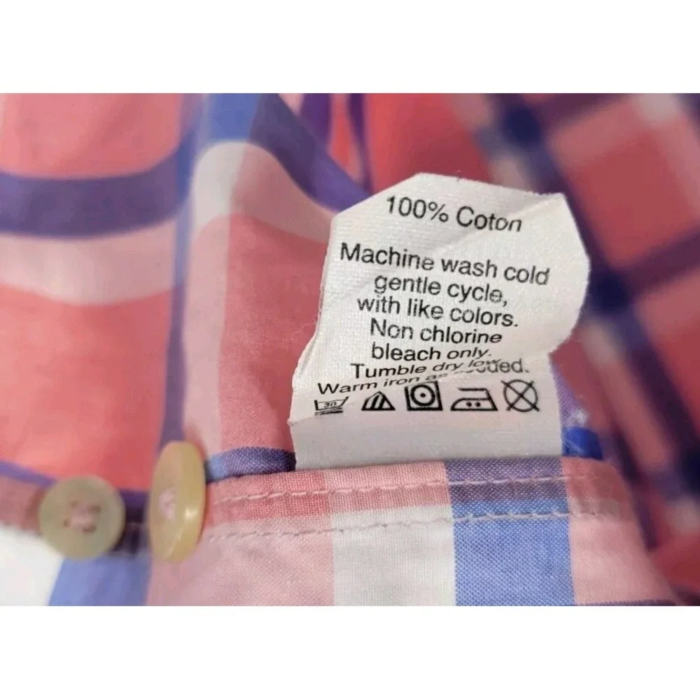 MENS J CREW LIGHTWEIGHT BUTTON‎ UP SHIRT -Pink/Blue Check- SIZE SMALL